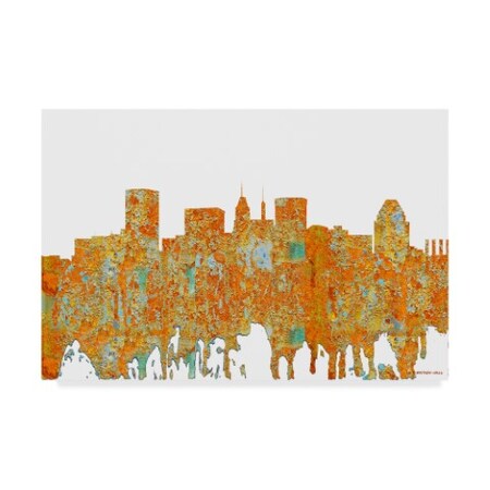 Marlene Watson 'Baltimore Maryland Skyline Rust' Canvas Art,22x32